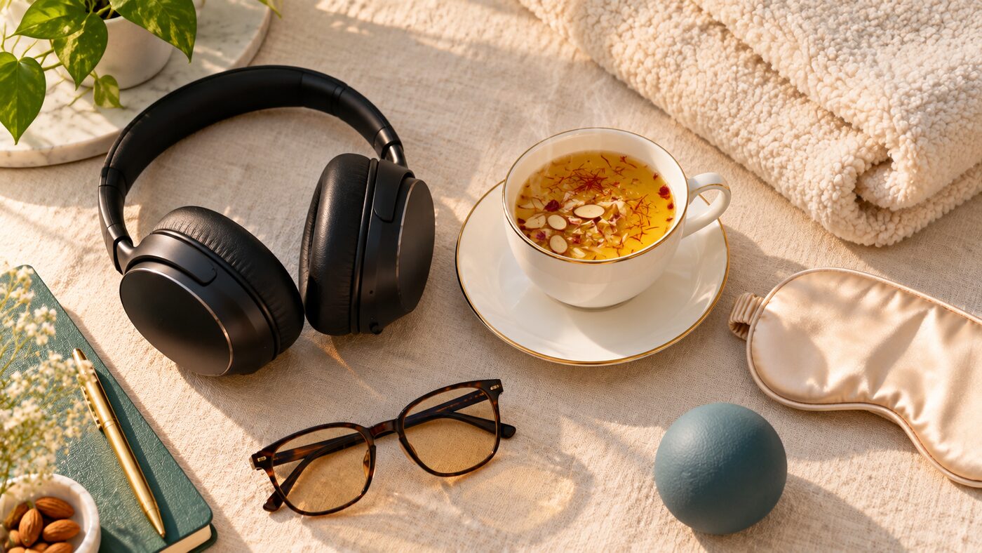 Noise-cancelling earphones from the Signature Comfort Menu at Designer Smiles, Mumbai