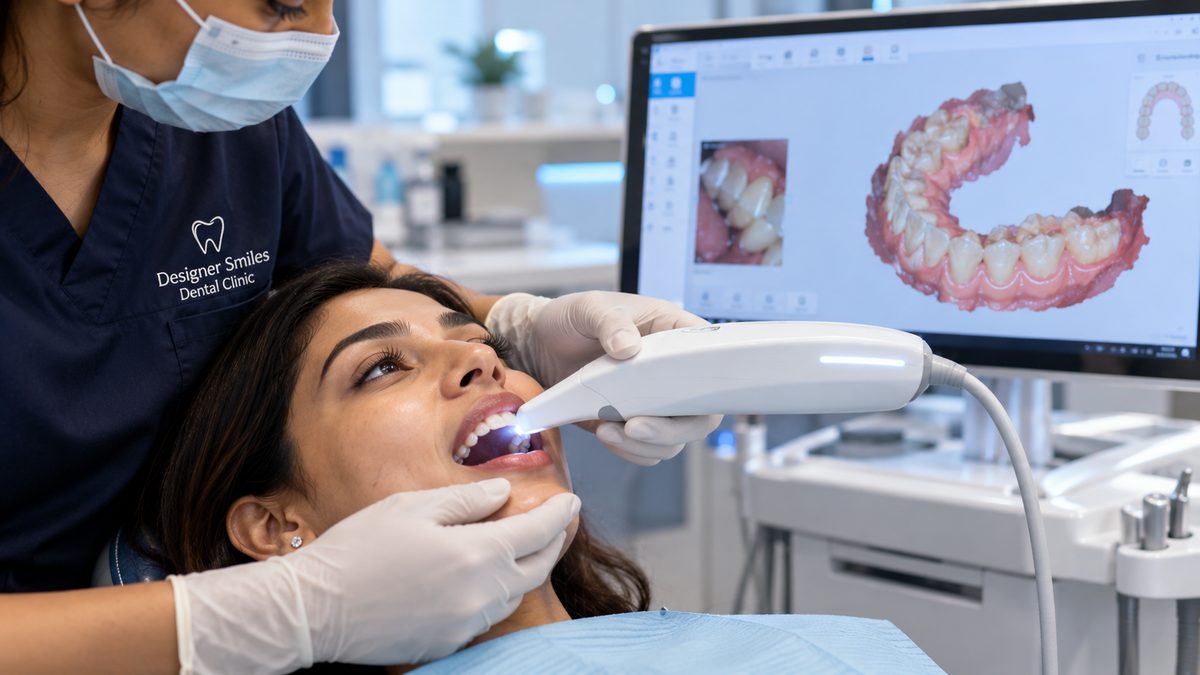 3D digital scan for clear aligners 3D intraoral scan for Invisalign clear aligners at Designer Smiles, Vile Parle East, Mumbai